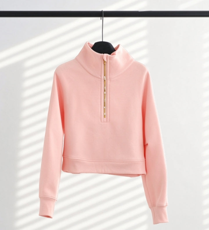 S-004 half zip sweatshirt with gold zipper