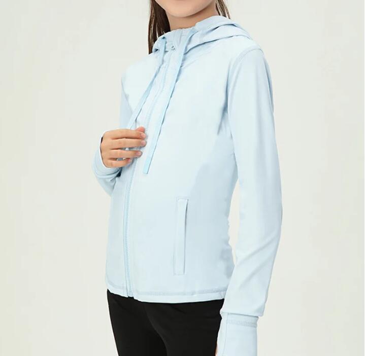 A09 # Children solid color Long Sleeves jacket zipper Kid girl Coat