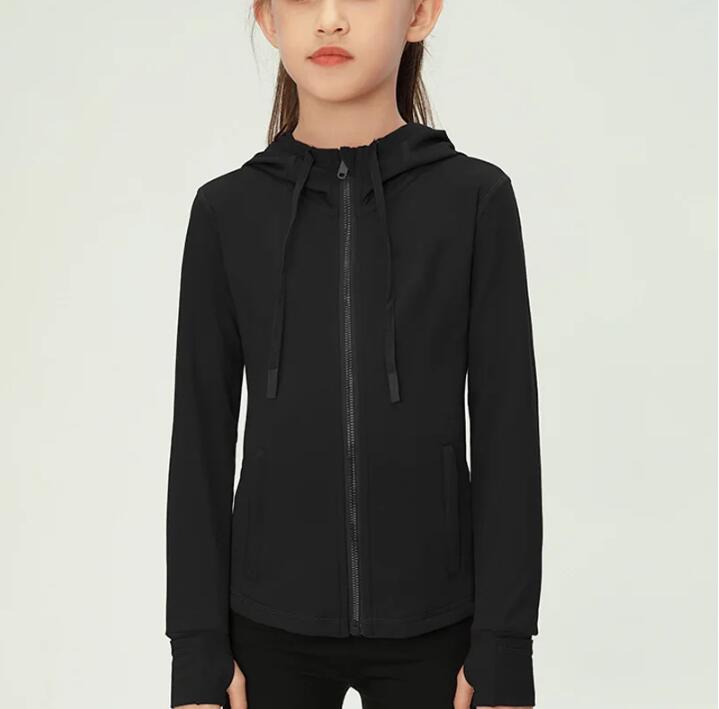 A09 # Children solid color Long Sleeves jacket zipper Kid girl Coat