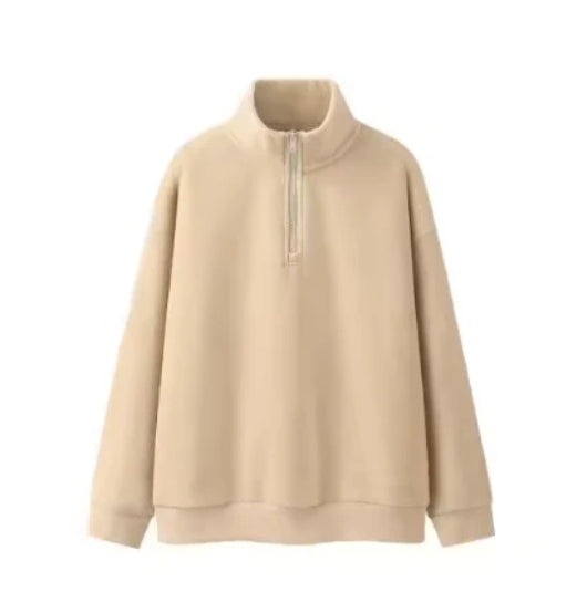 NECK HALF ZIP HOODIE SWEATSHIRT #SHAN DONG-091