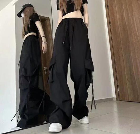 WOMEN LOOSE MULTI POCKET CARGO PANTS #/HUBEIDUOKOUDAISUOZHIKU