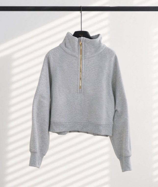S-004 half zip sweatshirt with gold zipper