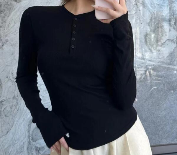 WOMEN RIBBED BUTTON SHIRT #131
