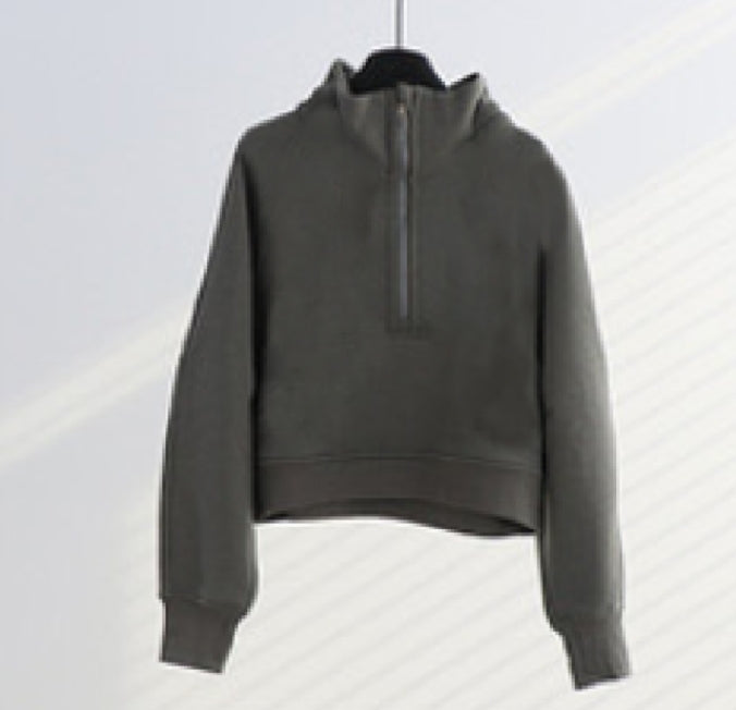 S-009 Half-zip cap collar hoodies