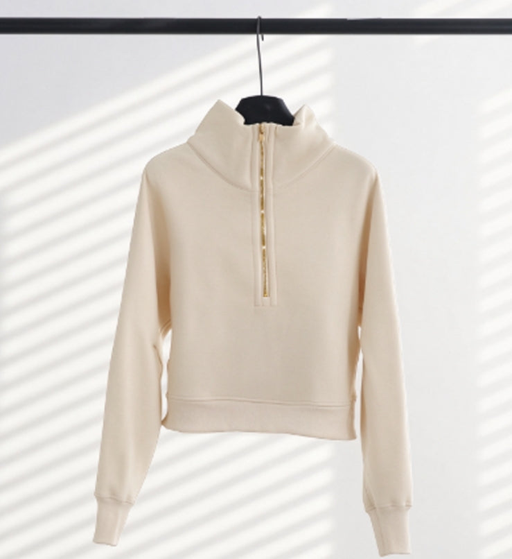 S-004 half zip sweatshirt with gold zipper