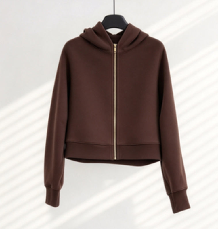 S-006 full zipper sweatshirt with gold zipper