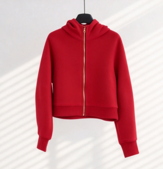 S-006 full zipper sweatshirt with gold zipper
