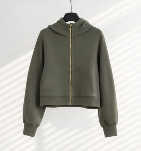 S-006 full zipper sweatshirt with gold zipper