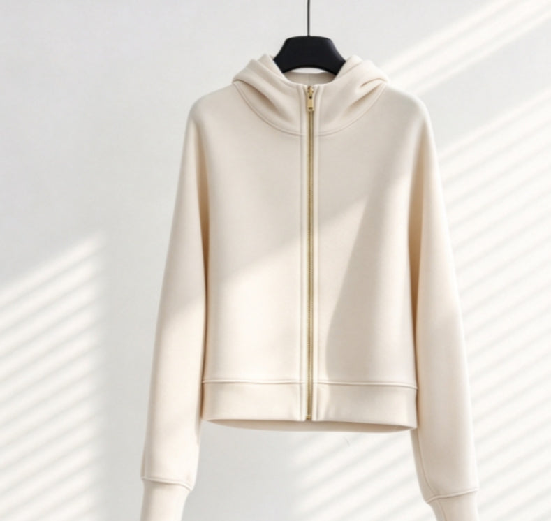 S-006 full zipper sweatshirt with gold zipper