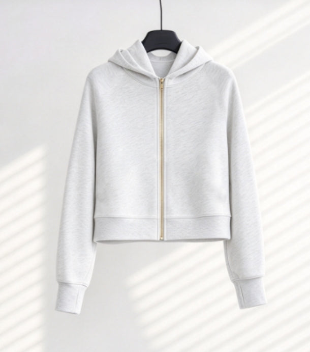 S-006 full zipper sweatshirt with gold zipper
