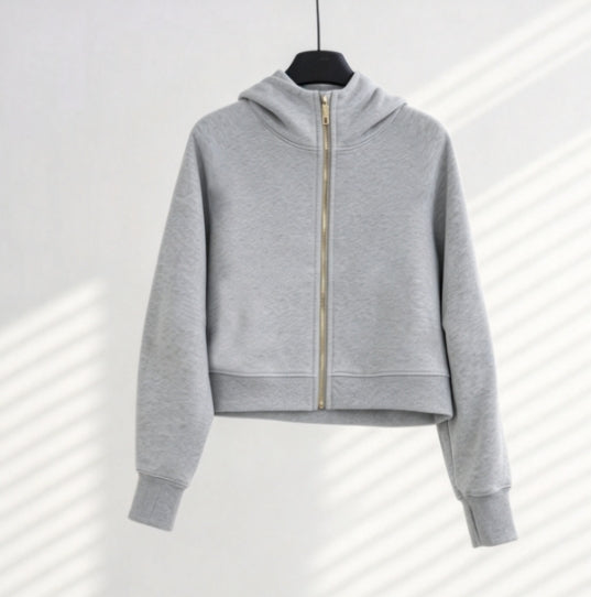 S-006 full zipper sweatshirt with gold zipper