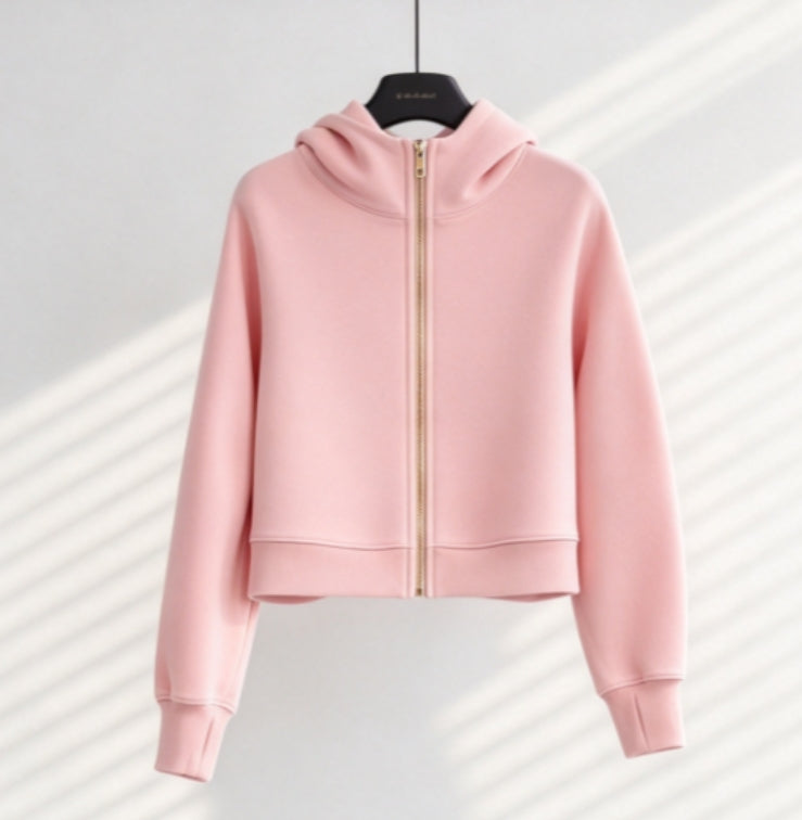 S-006 full zipper sweatshirt with gold zipper
