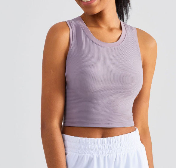 Women Sports Bra Ribbing Fitness Tops Fixed Yoga Vest # HPWX1506