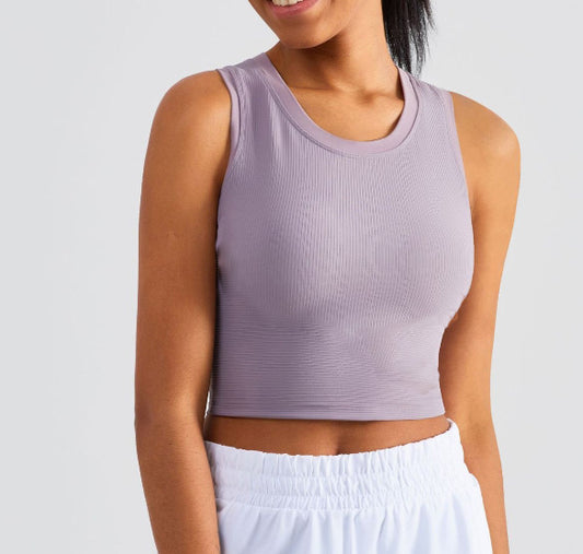 Women Sports Bra Ribbing Fitness Tops Fixed Yoga Vest # HPWX1506