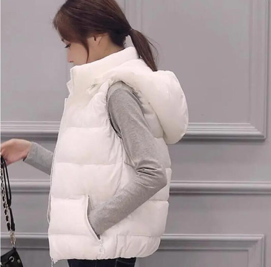 Women Sleeveless Jacket White Duck Down Vest