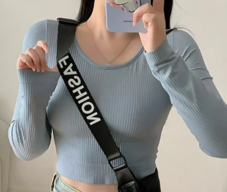 long sleeve ribbed shirts women