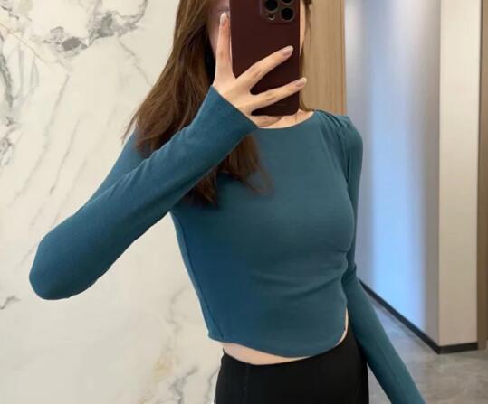 ShanD-081 - SPORT RIBBED CROPED SHIRT WOMEN