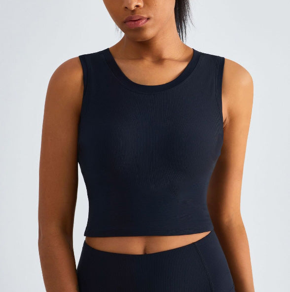 Women Sports Bra Ribbing Fitness Tops Fixed Yoga Vest # HPWX1506