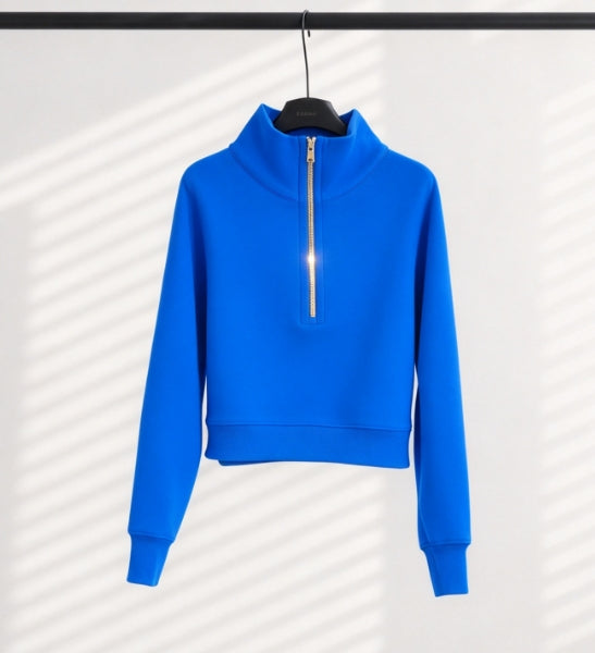 S-004 half zip sweatshirt with gold zipper