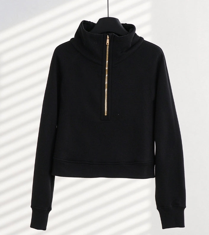 S-004 half zip sweatshirt with gold zipper