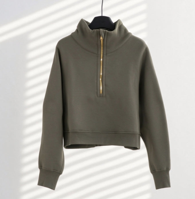S-004 half zip sweatshirt with gold zipper