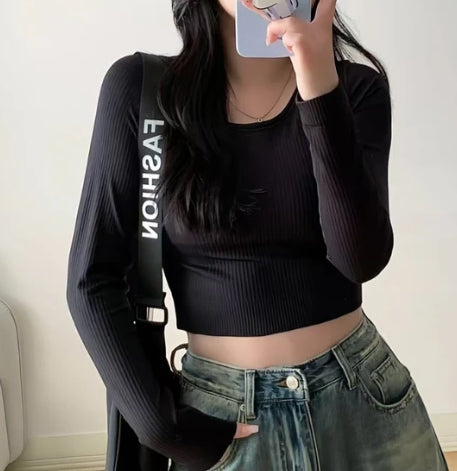 long sleeve ribbed shirts women