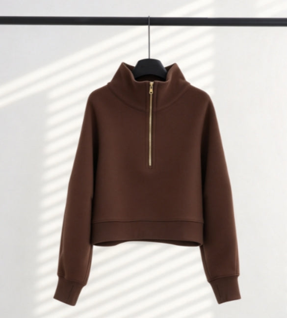S-004 half zip sweatshirt with gold zipper