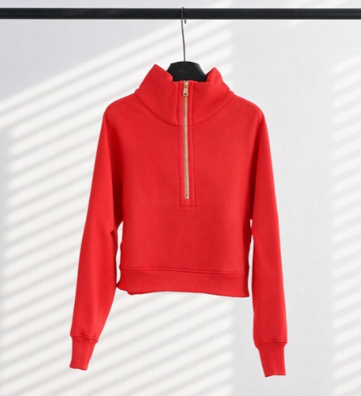 S-004 half zip sweatshirt with gold zipper