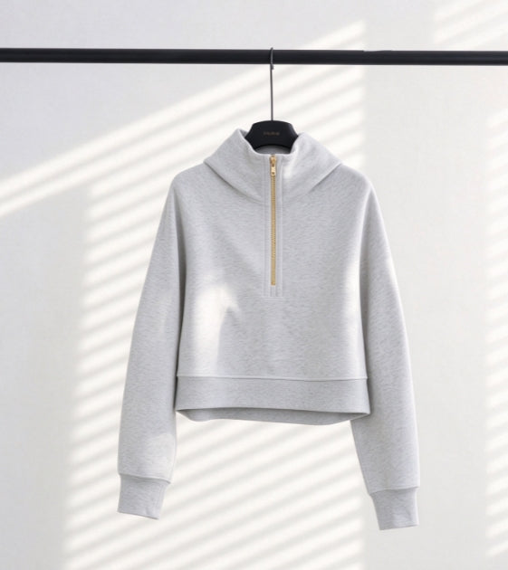 S-004 half zip sweatshirt with gold zipper